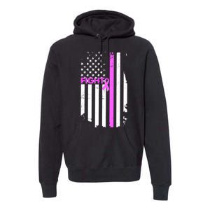 Breast Cancer Fight Ribbon Flag Premium Hoodie