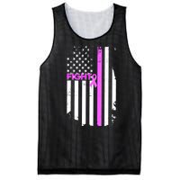 Breast Cancer Fight Ribbon Flag Mesh Reversible Basketball Jersey Tank