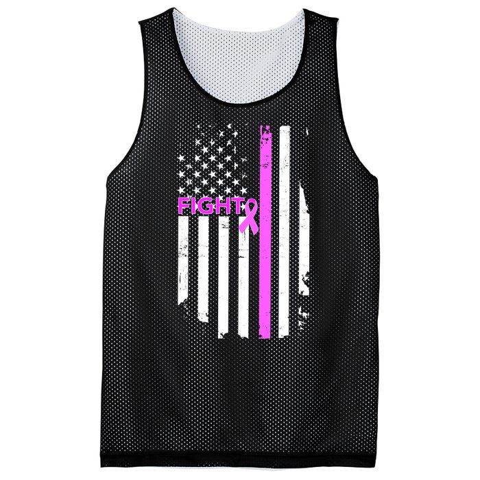 Breast Cancer Fight Ribbon Flag Mesh Reversible Basketball Jersey Tank