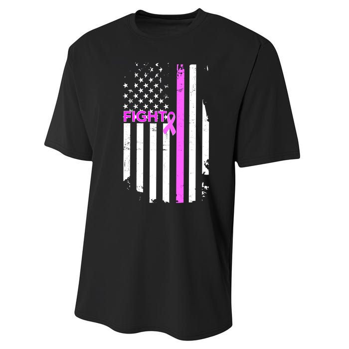 Breast Cancer Fight Ribbon Flag Performance Sprint T-Shirt