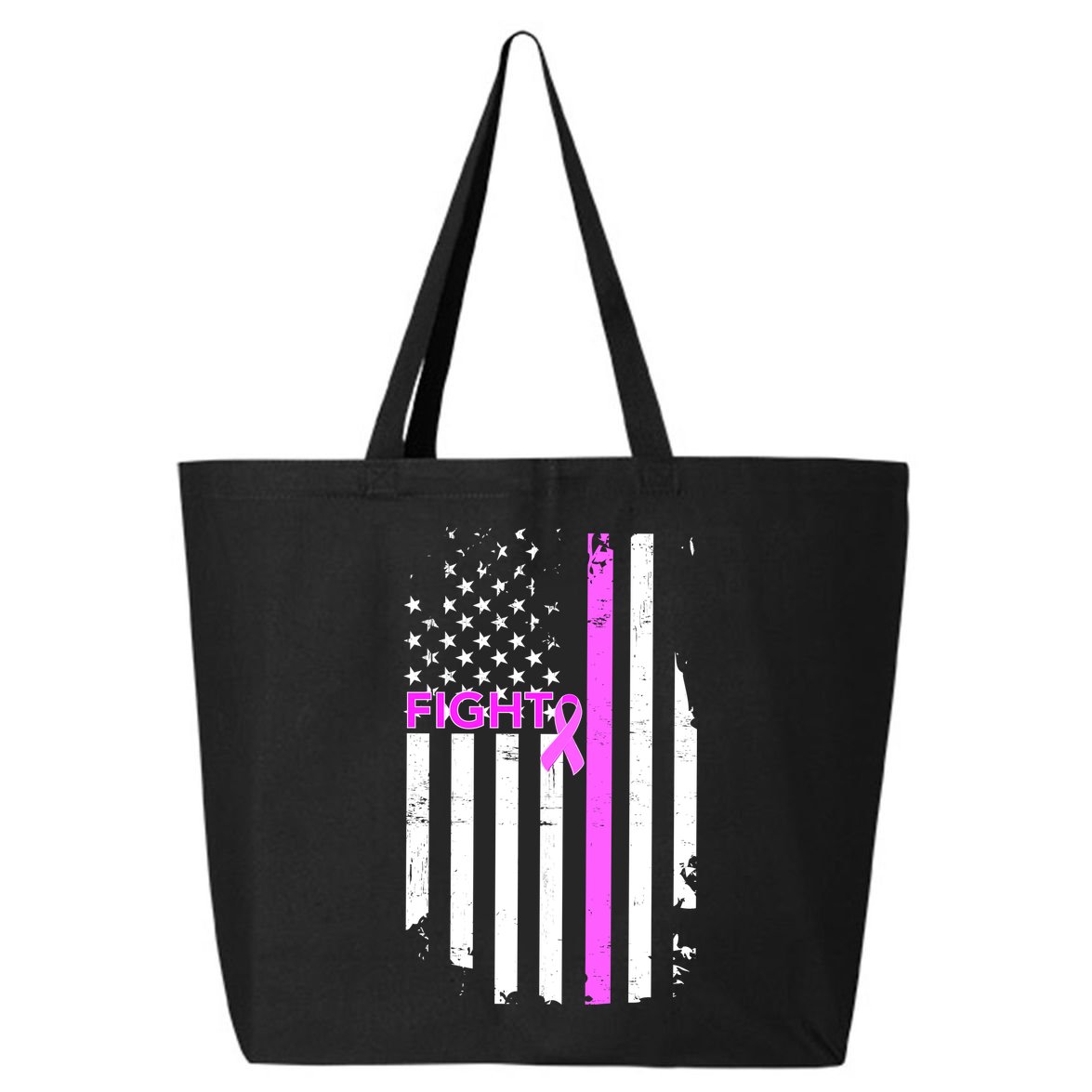 Breast Cancer Fight Ribbon Flag 25L Jumbo Tote