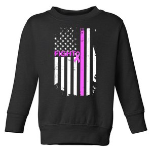 Breast Cancer Fight Ribbon Flag Toddler Sweatshirt