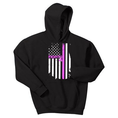 Breast Cancer Fight Ribbon Flag Kids Hoodie