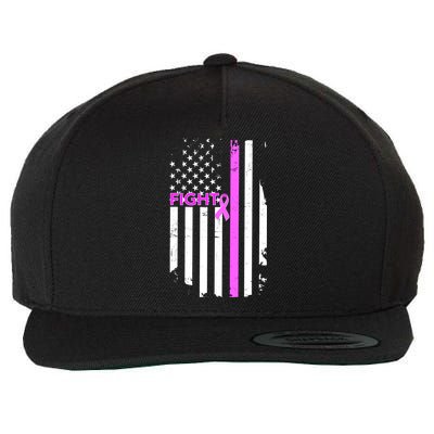 Breast Cancer Fight Ribbon Flag Wool Snapback Cap