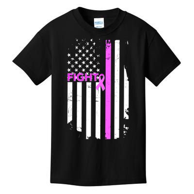 Breast Cancer Fight Ribbon Flag Kids T-Shirt