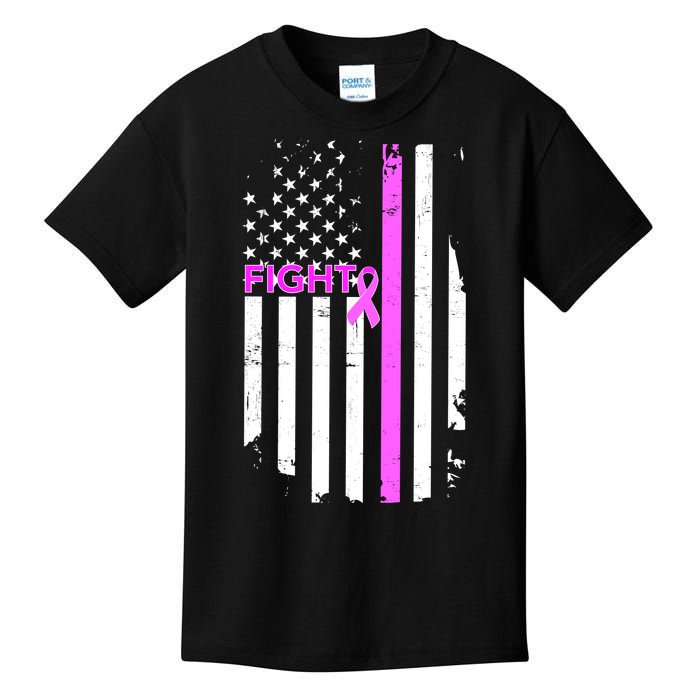 Breast Cancer Fight Ribbon Flag Kids T-Shirt