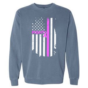 Breast Cancer Fight Ribbon Flag Garment-Dyed Sweatshirt