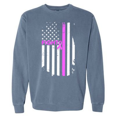 Breast Cancer Fight Ribbon Flag Garment-Dyed Sweatshirt