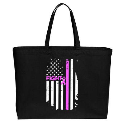 Breast Cancer Fight Ribbon Flag Cotton Canvas Jumbo Tote