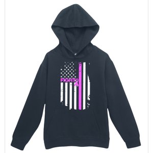 Breast Cancer Fight Ribbon Flag Urban Pullover Hoodie