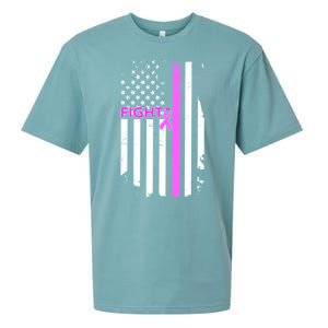 Breast Cancer Fight Ribbon Flag Sueded Cloud Jersey T-Shirt