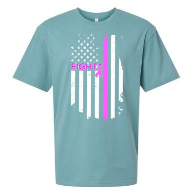 Breast Cancer Fight Ribbon Flag Sueded Cloud Jersey T-Shirt