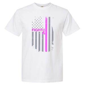 Breast Cancer Fight Ribbon Flag Garment-Dyed Heavyweight T-Shirt