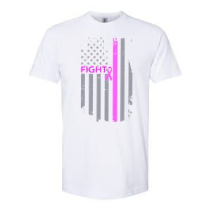 Breast Cancer Fight Ribbon Flag Softstyle CVC T-Shirt