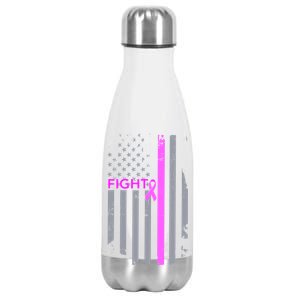 Breast Cancer Fight Ribbon Flag Stainless Steel Insulated Water Bottle