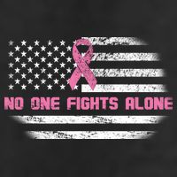 Breast Cancer Flag No One Fights Alone 7 Panel Mesh Trucker Snapback Hat