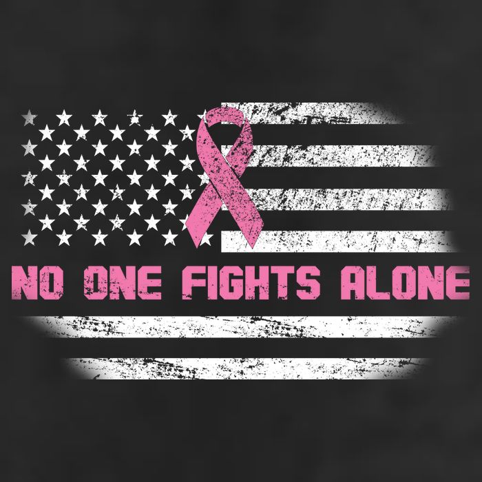 Breast Cancer Flag No One Fights Alone 7 Panel Mesh Trucker Snapback Hat