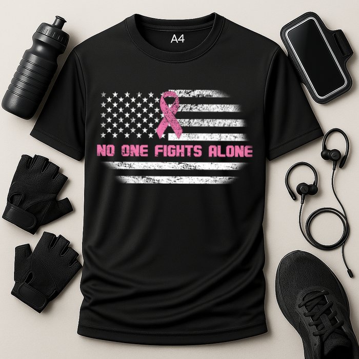 Breast Cancer Flag No One Fights Alone Cooling Performance Crew T-Shirt