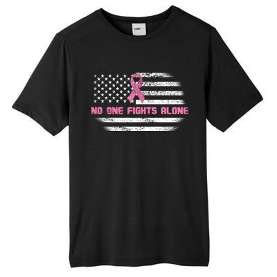 Breast Cancer Flag No One Fights Alone Tall Fusion ChromaSoft Performance T-Shirt