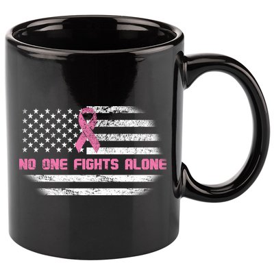 Breast Cancer Flag No One Fights Alone 11oz C Handle Ceramic Mug