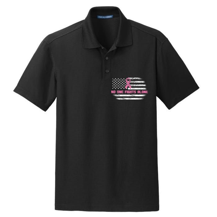 Breast Cancer Flag No One Fights Alone Dry Zone Grid Polo