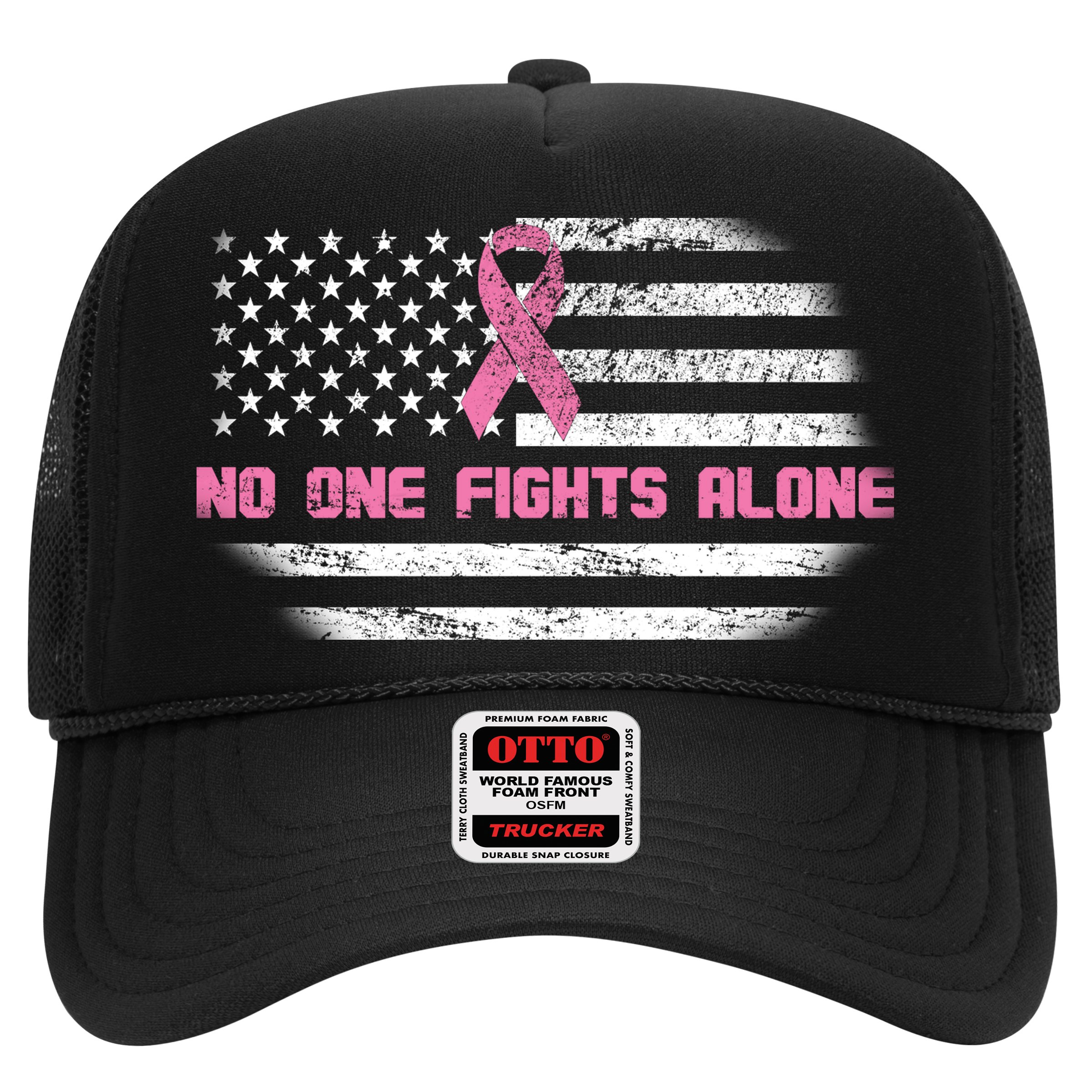 Breast Cancer Flag No One Fights Alone Hat