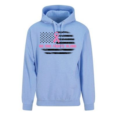 Breast Cancer Flag No One Fights Alone Unisex Surf Hoodie