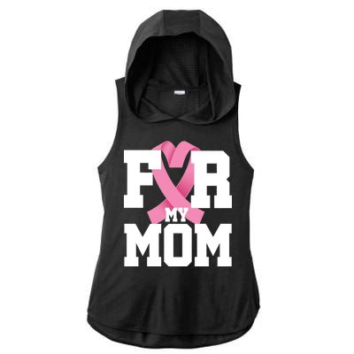 Breast Cancer For My Mom Ladies PosiCharge Tri-Blend Wicking Draft Hoodie Tank