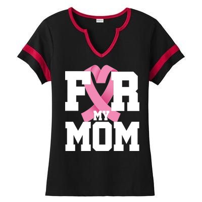 Breast Cancer For My Mom Ladies Halftime Notch Neck Tee