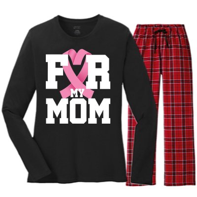 Breast Cancer For My Mom Women's Long Sleeve Flannel Pajama Set 