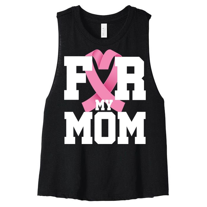 Breast Cancer For My Mom Women's Racerback Cropped Tank