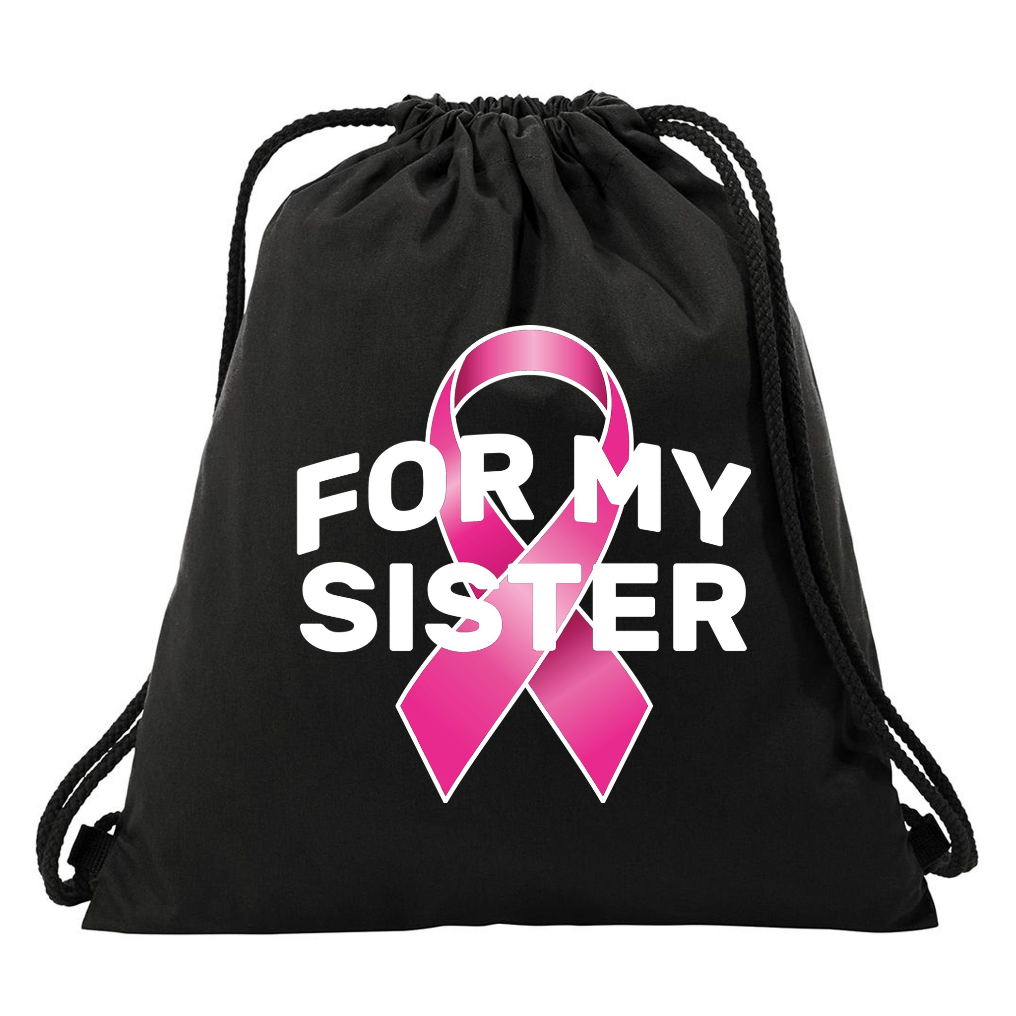 Breast Cancer For My Sister Drawstring Bag