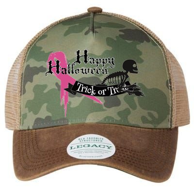 Breast Cancer Happy Halloween Skeleton Legacy Tie Dye Trucker Hat