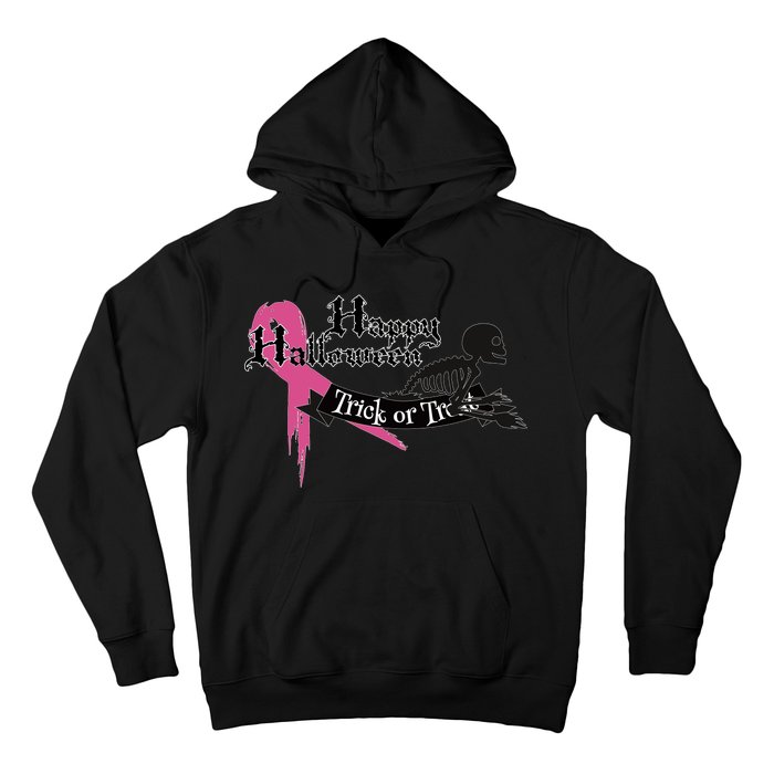 Breast Cancer Happy Halloween Skeleton Hoodie