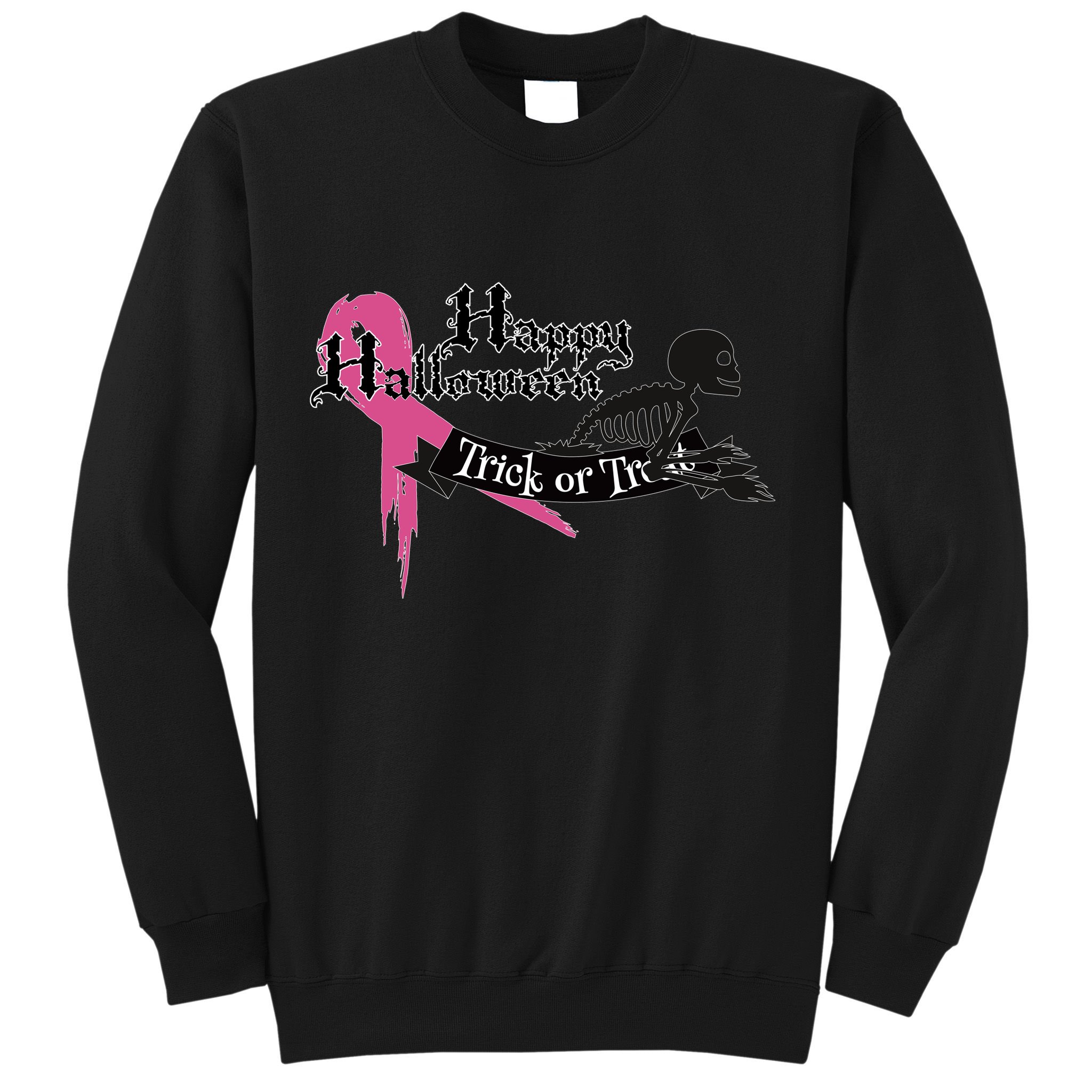 Breast Cancer Happy Halloween Skeleton Sweatshirt