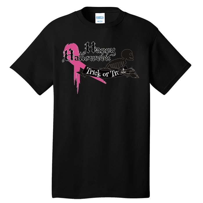 Breast Cancer Happy Halloween Skeleton Tall T-Shirt