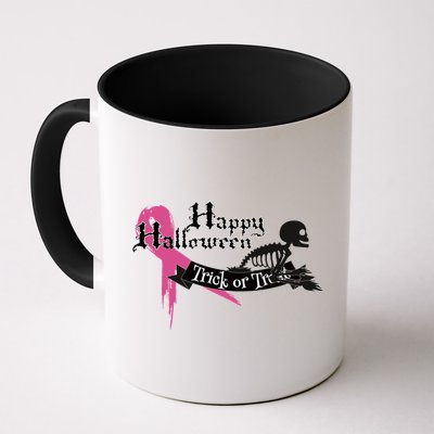 Breast Cancer Happy Halloween Skeleton Mug
