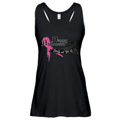 Breast Cancer Happy Halloween Skeleton Ladies Essential Flowy Tank