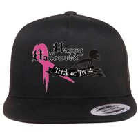 Breast Cancer Happy Halloween Skeleton Flatbill Hat