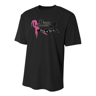 Breast Cancer Happy Halloween Skeleton Youth Performance Sprint T-Shirt