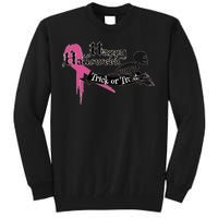 Breast Cancer Happy Halloween Skeleton Tall Sweatshirt