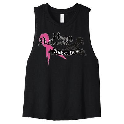 Breast Cancer Happy Halloween Skeleton Women's Racerback Cropped Tank