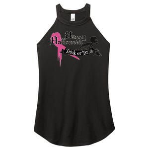 Breast Cancer Happy Halloween Skeleton Women's Perfect Tri Rocker Tank