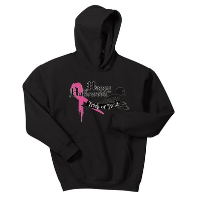 Breast Cancer Happy Halloween Skeleton Kids Hoodie