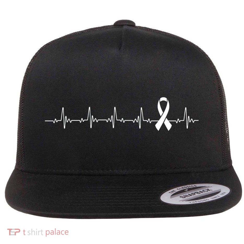 Breast Cancer Heartbeat Pulse Flatbill Hat