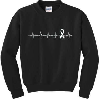 Breast Cancer Heartbeat Pulse Kids Sweatshirt