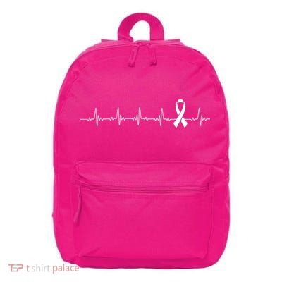 Breast Cancer Heartbeat Pulse 16 in Basic Backpack