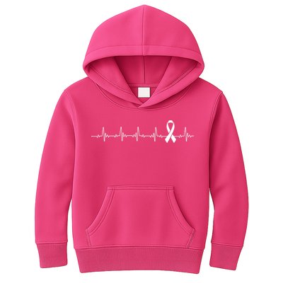 Breast Cancer Heartbeat Pulse Kids Hoodie