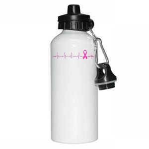 Breast Cancer Heartbeat Pulse Aluminum Water Bottle