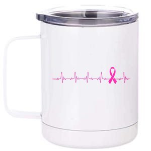 Breast Cancer Heartbeat Pulse 12 oz Stainless Steel Tumbler Cup